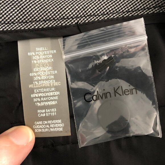 Calvin Klein bcr Classic Slim Leg Glen Check Trouser Pants Grey Black Sz 6 NWT - Picture 12 of 14